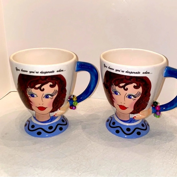 NWT Ladies & Chocolate Beaded Large Mug,  Set of 2 - Picture 1 of 11